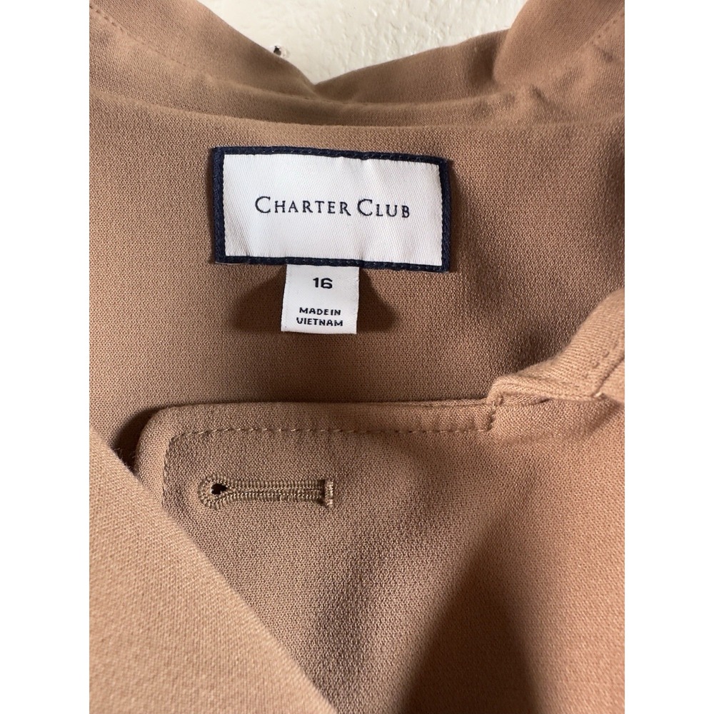 Charter Club Trench Coat Women 16 Camel Tan Double Breasted Belted Classic Lined - Picture 4 of 16
